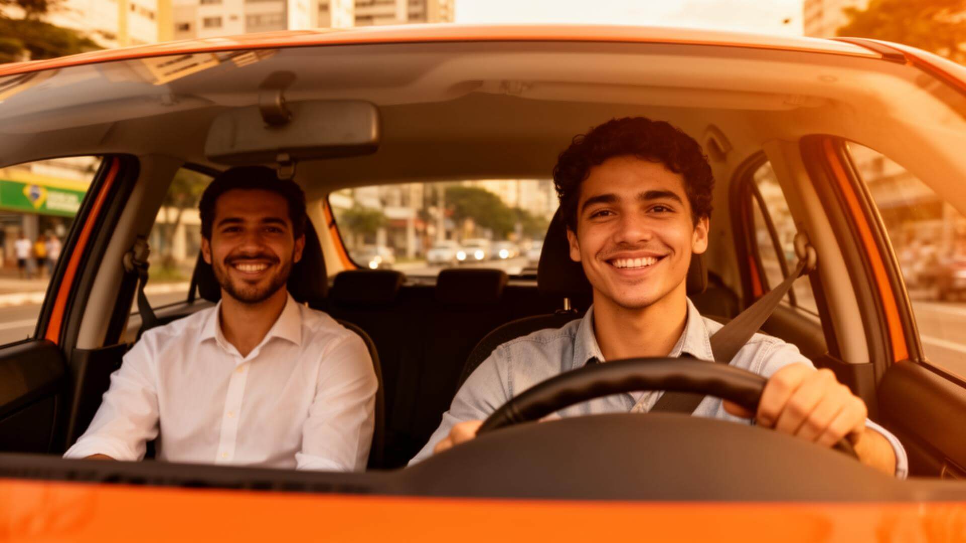 Estudante aprendendo a dirigir